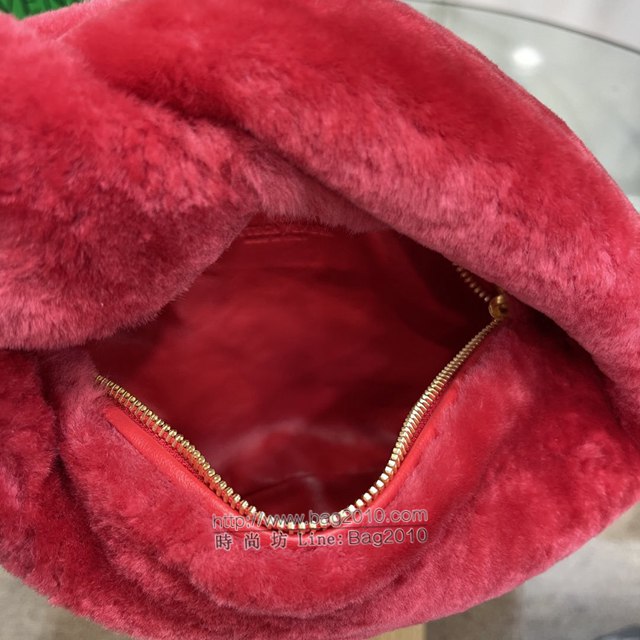 Bottega veneta高端女包 98080天鵝絨 寶緹嘉Jodie經典打結圓形hobo包 BV天鵝絨皮毛新款女包  gxz1390